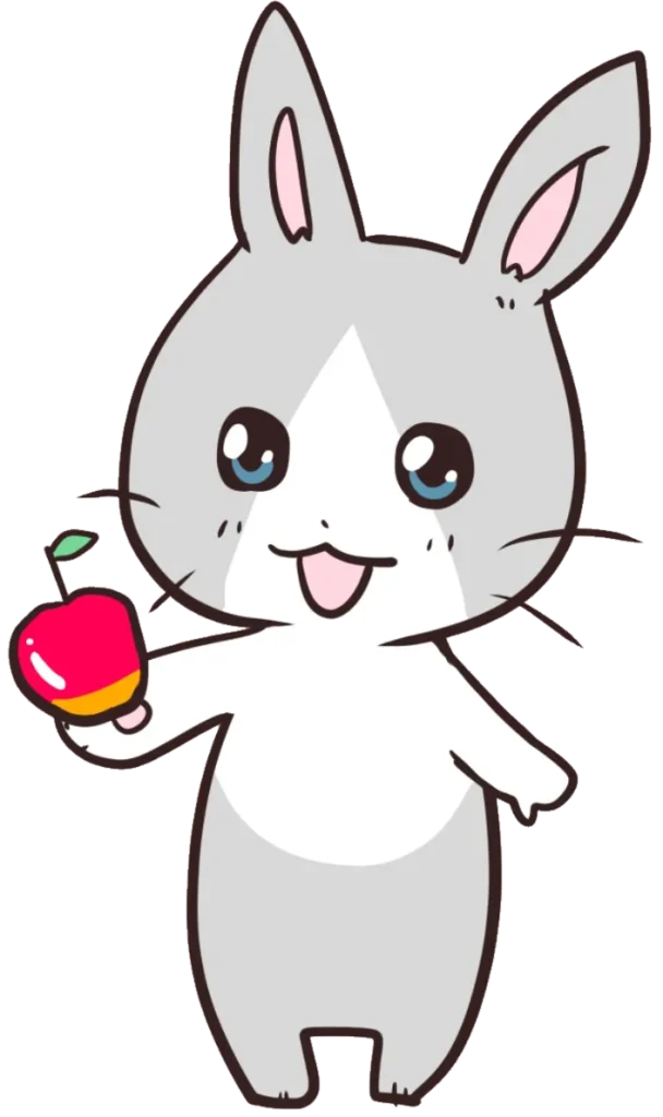 りんごを持ったブラウンくん